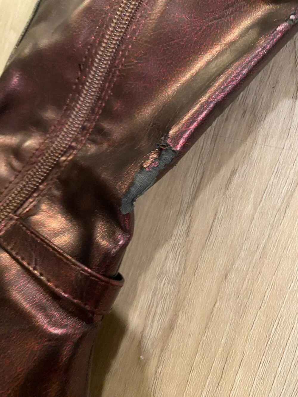 Ellie Over The Knee PlatformHeel Boots Metallic Burgundy Size 7 (Fits a 6) Y2K